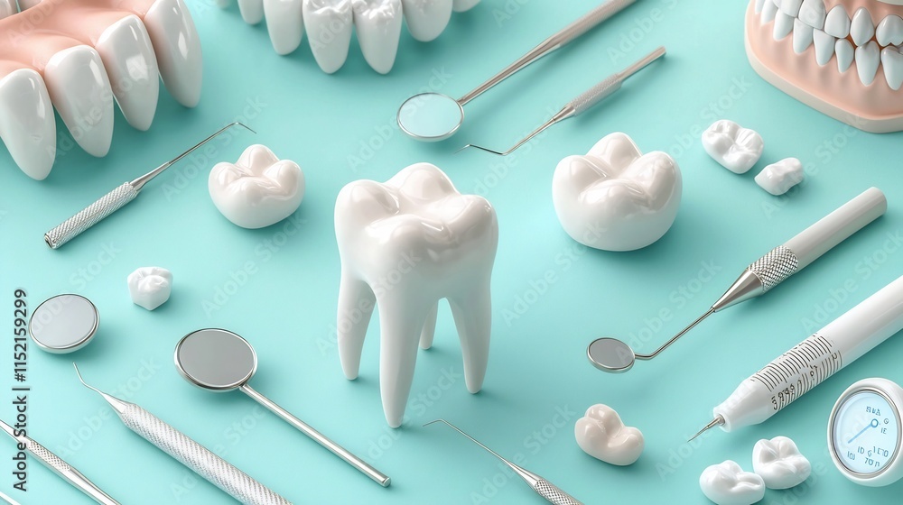 Poster precision dentistry infographic showcasing iot driven tools and advanced dental technologies for 3d 