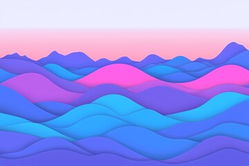 Abstract Colorful Waves in Shades of Pink, Blue, and Purple Tones