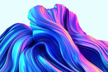 Abstract Waves in Vibrant Blue and Pink with Smooth Textures