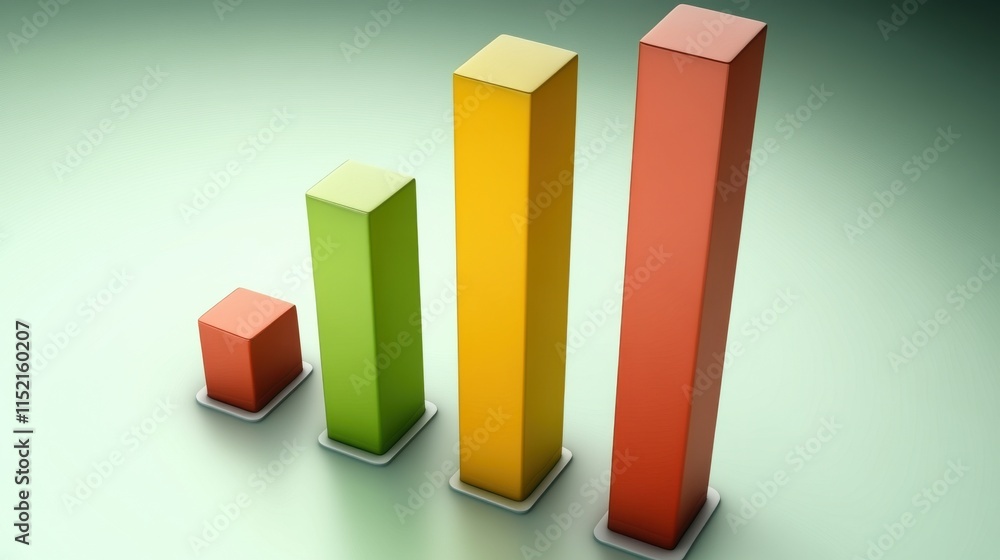 Poster colorful bar graph representing growth and progress in a modern design.