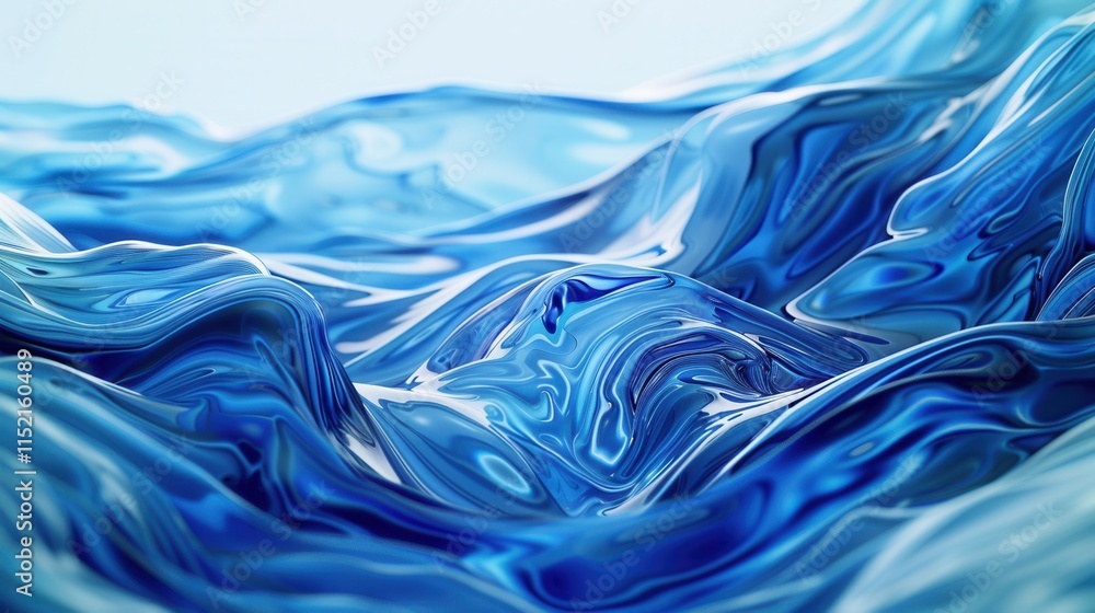 Aufkleber flowing blue waves create a mesmerizing pattern of reflections and ripples in a tranquil ocean envir