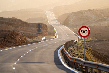 Scenic Road FV-605 between La Pared, El Cardón and Pájara, Fuerteventura, Canary Islands