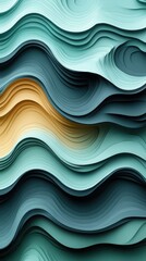Obraz premium Abstract layered texture in teal and yellow tones with flowing patterns, ideal for wallpapers, posters, and creative designs.