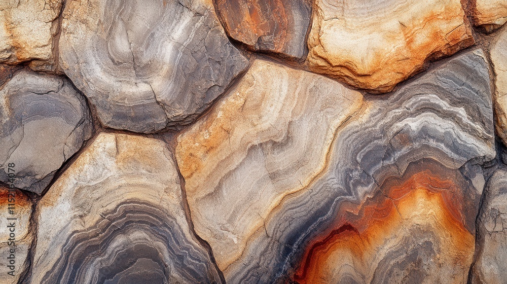 Poster colorful layered stone texture showcasing rich patterns and hues from nature, creating a visually st
