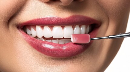 Naklejka premium Senior Woman Receiving Dental Treatment with Veneers in Clinic