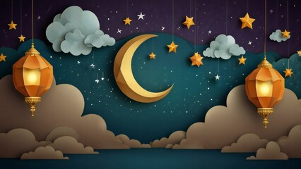 landscape with moon and stars