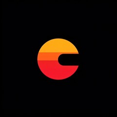 Abstract letter C logo design with sunset colors.