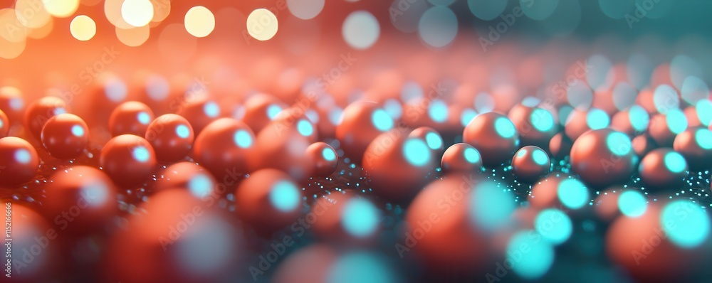 Aufkleber a vibrant, abstract image featuring clusters of red and blue spheres, creating a visually striking, 