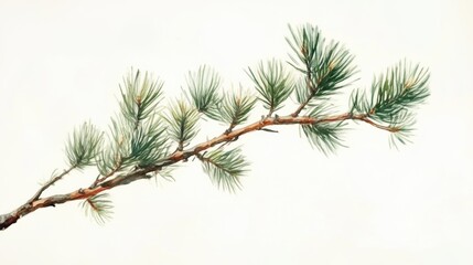 Pine branch with lush green needles for nature design with copy space