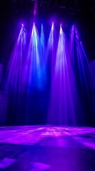 The stage is illuminated by the rays of the spotlight
