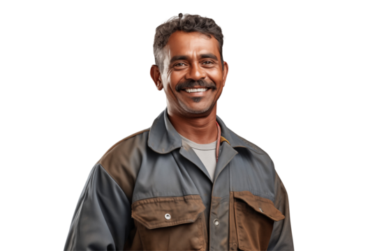 Indian men mechanic on transparent background png cutouts. Images for graphic designers. Image for flyers. Topics related to mechanic. Mechanic world. Job offer. Recruitment. India. Indian. Isolated.