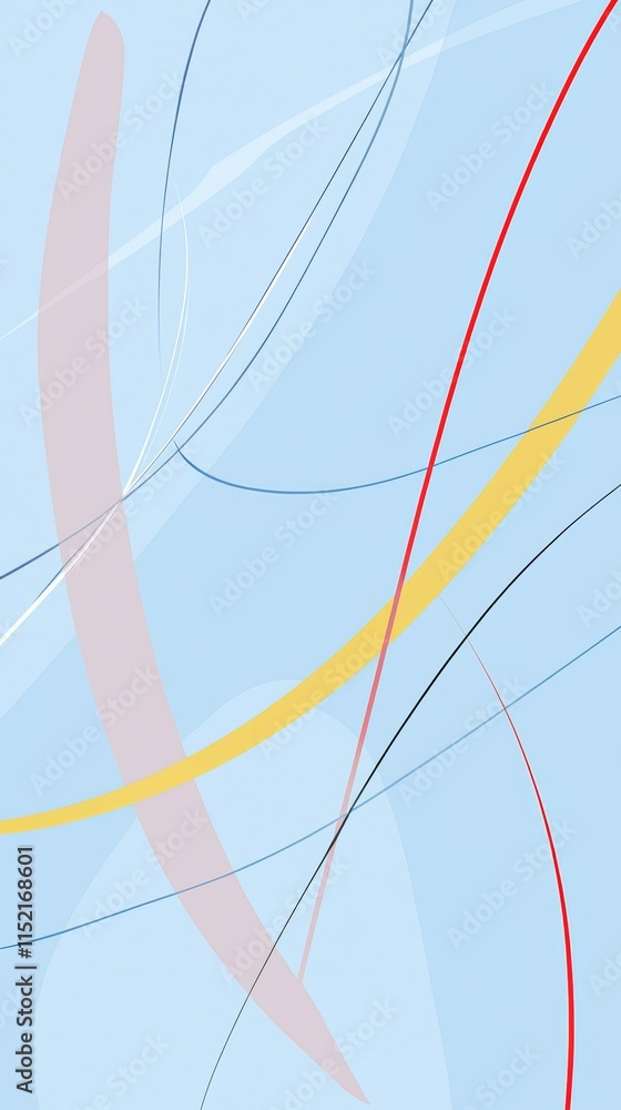 Poster dynamic interplay of lines and curves creates a visually engaging abstract composition, with vibrant