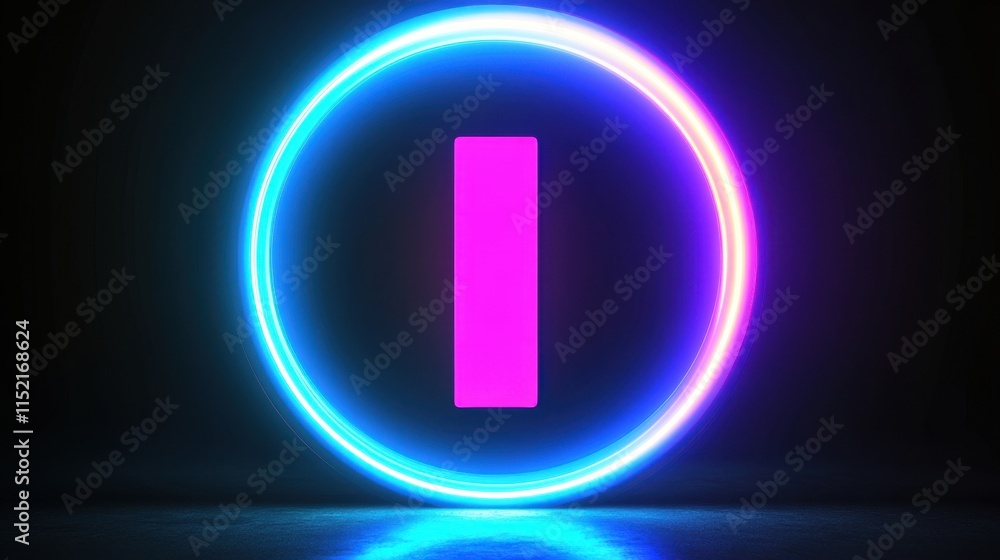 Poster vibrant neon circle with a central pink rectangle, creating a modern and captivating visual display.