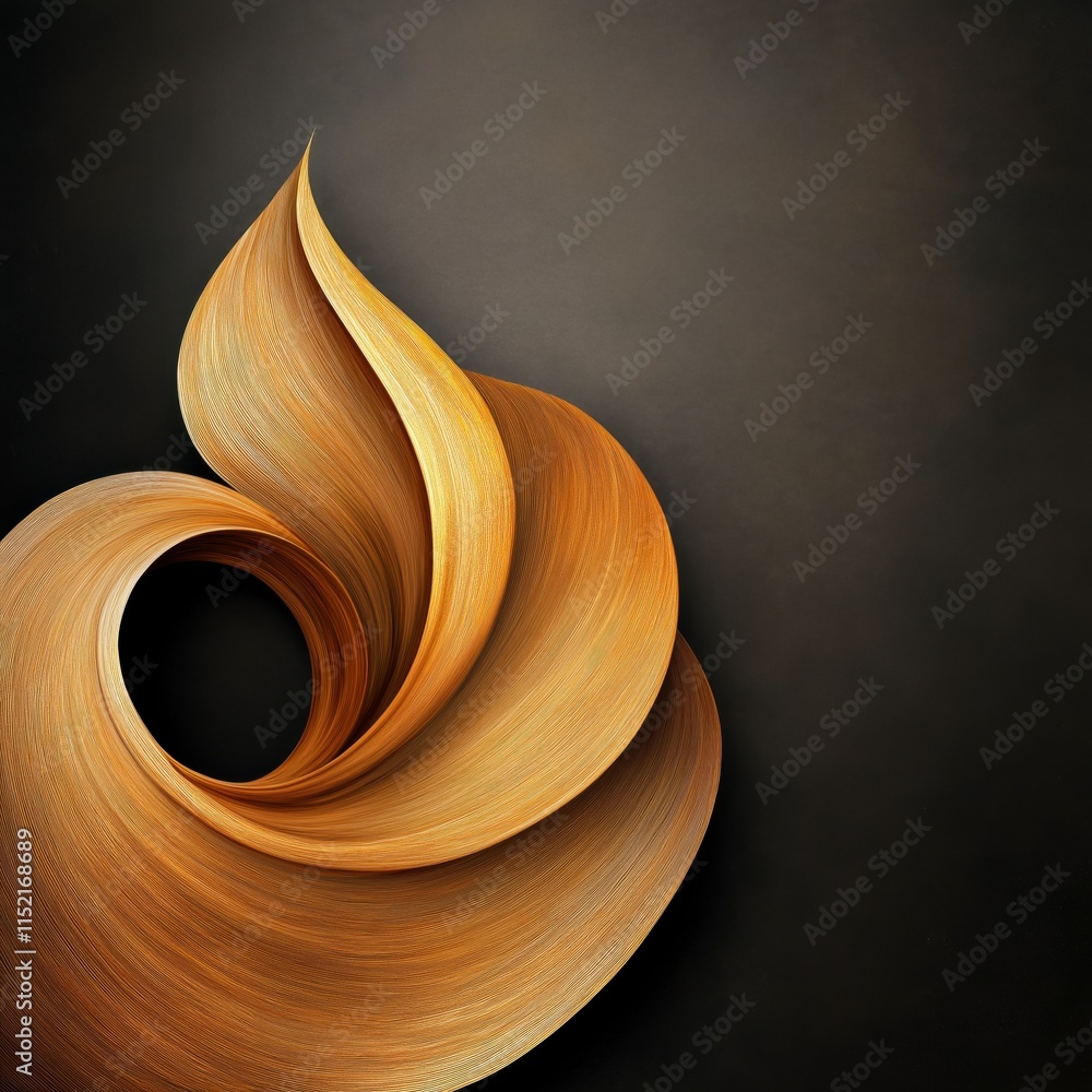 Poster elegant abstract golden swirls on a dark background with smooth curves and flowing shapes for modern
