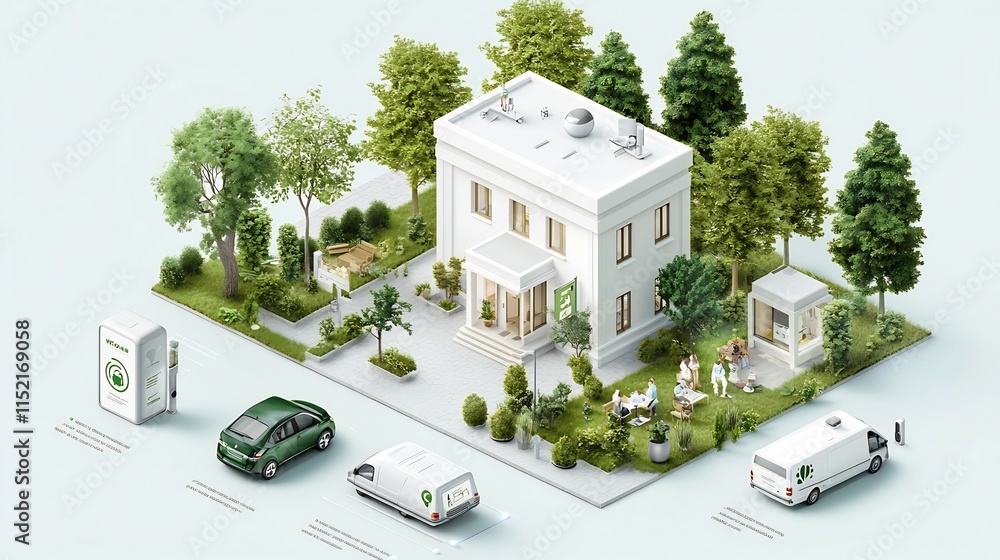 Poster infographic showcasing iot enabled energy efficient features for ent clinics including smart climate