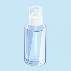 Transparent dropper bottle on a soft blue background, perfect for essential oils or serums.