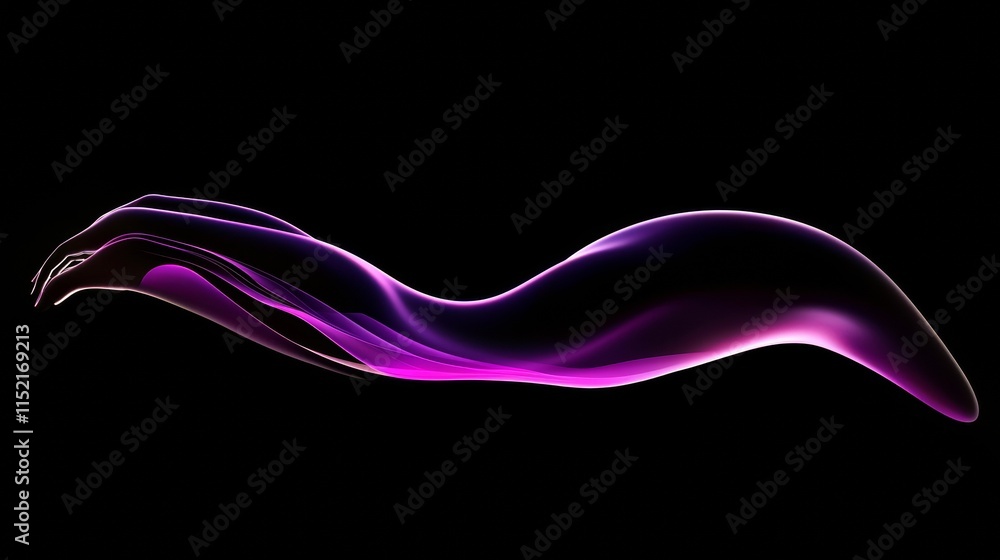 Poster abstract purple wave flowing smoothly on a black background, creating a visually appealing and dynam
