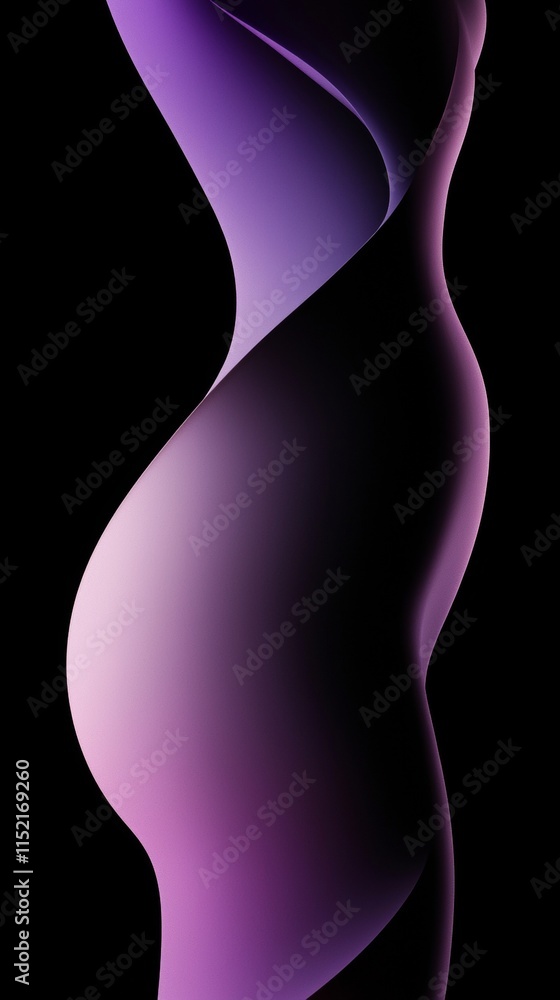 Poster abstract purple and violet shapes swirling and creating a dynamic and vibrant design on a simple bla