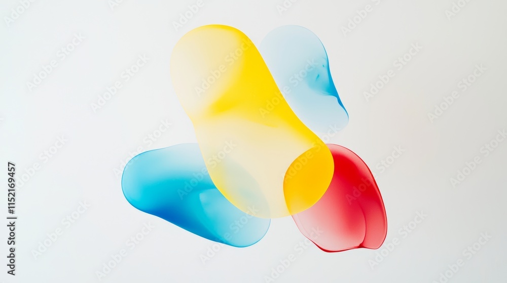 Poster colorful abstract shapes are creating a dynamic and visually interesting composition on a clean whit
