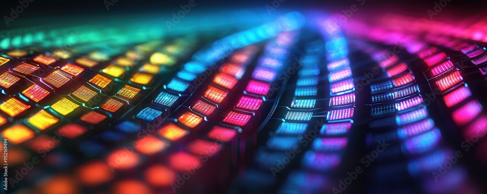 Aufkleber a vibrant, colorful wave of illuminated lights, creating a dynamic and mesmerizing visual effect, re