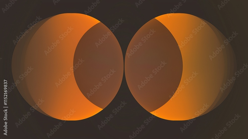 Poster two overlapping orange circles create a gradient effect on a dark background, forming a visually app