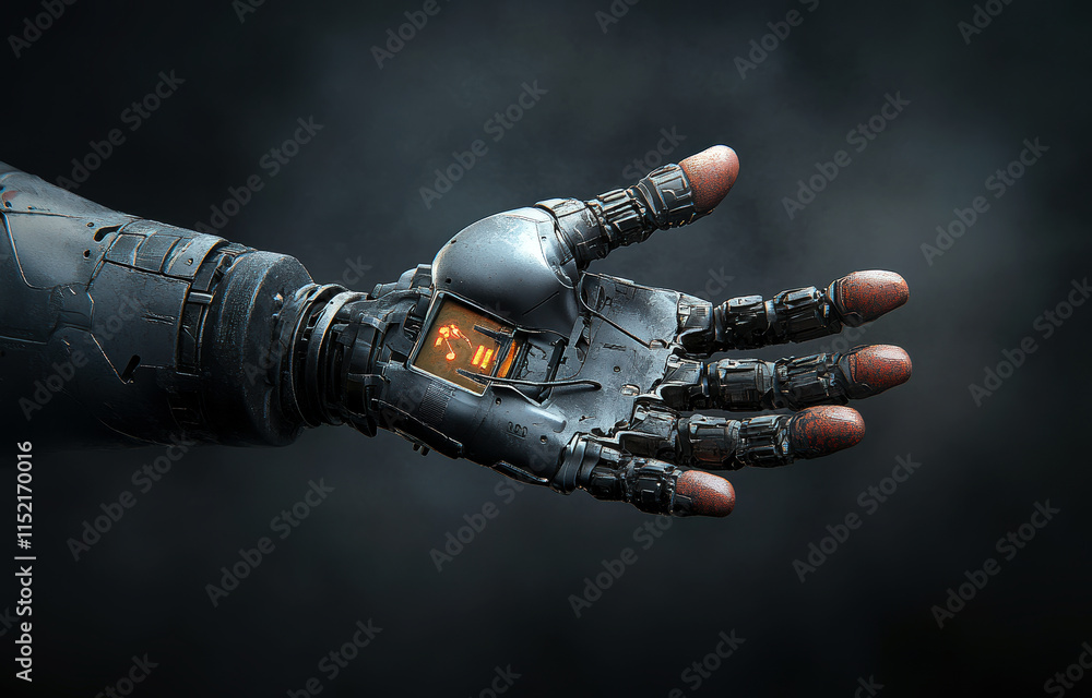 Poster this striking image showcases a high-tech robotic hand, emphasizing intricate design and advanced me