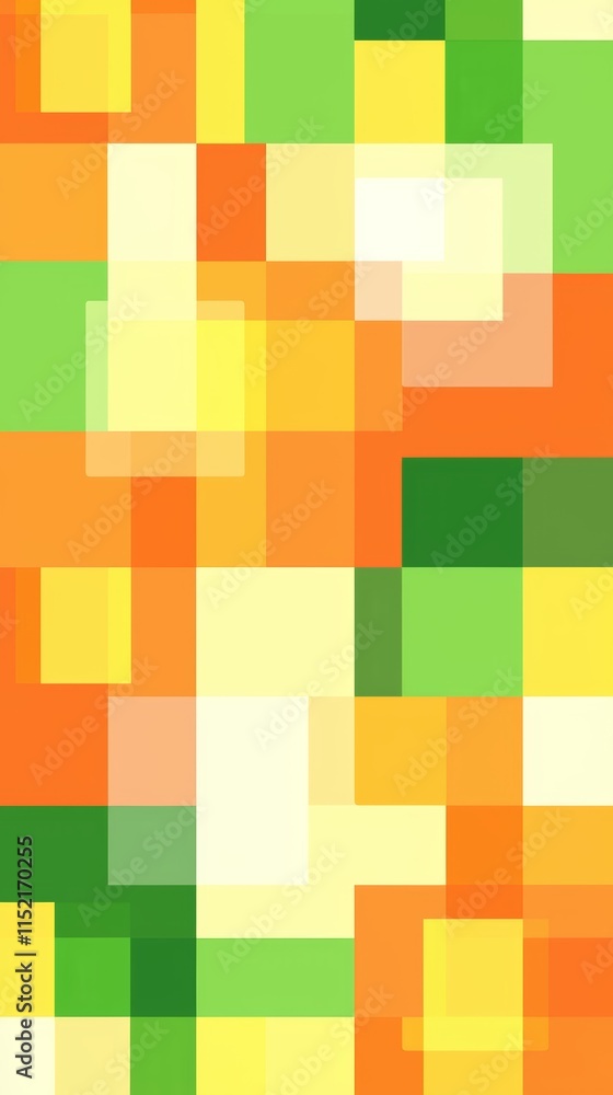 Poster Colorful rectangles and squares overlapping and creating a vibrant and dynamic mosaic pattern, suitable for modern and abstract design projects