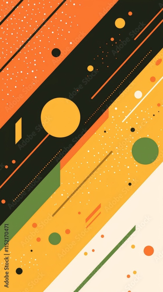 Aufkleber geometric shapes and lines are creating a modern and abstract background with a color palette of ora