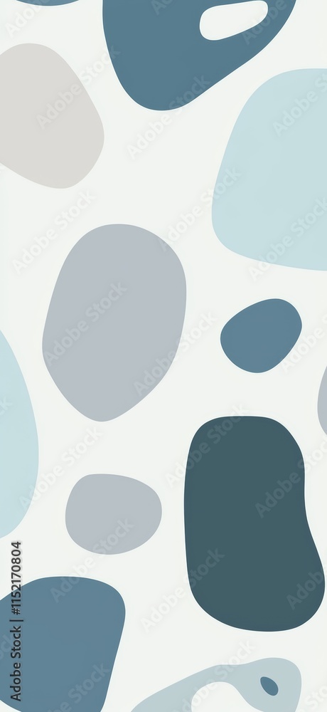 Poster modern and stylish abstract background featuring smooth, irregular shapes in various shades of blue 