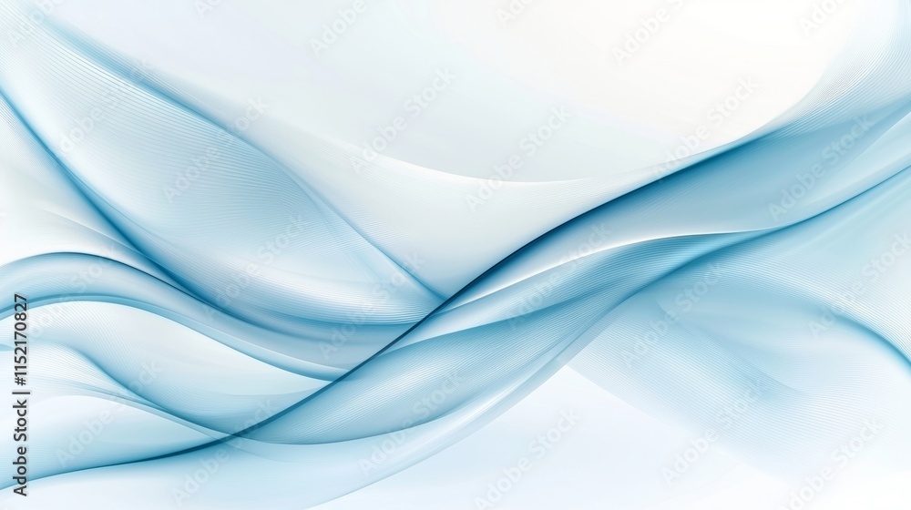 Poster smooth elegant blue waves creating an abstract design on a white background, perfect for websites, p