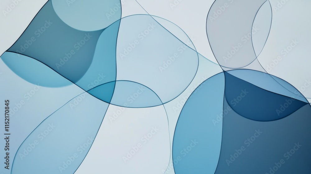 Poster smooth, translucent blue shapes overlap and intertwine, creating a visually appealing abstract compo