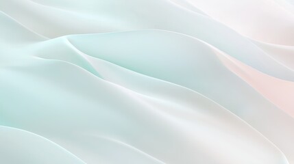 Obraz premium Flowing and waving, smooth pastel green and white fabric creates an elegant and luxurious abstract background, featuring gentle highlights and delicate textures that enhance its beauty