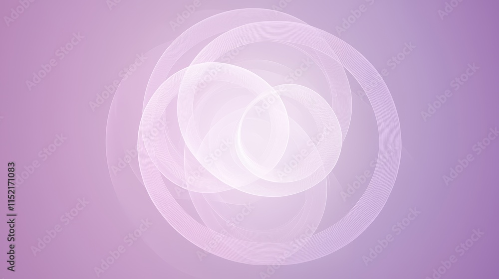 Poster Intertwined circular shapes create a mesmerizing visual, forming a delicate and ethereal backdrop with a soft pink gradient, ideal for projects that evoke feelings of tranquility and elegance