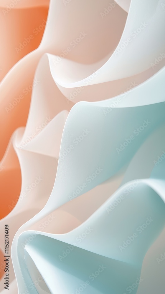 Poster smooth pastel-colored wavy shapes create a beautiful abstract background design, perfect for adding 