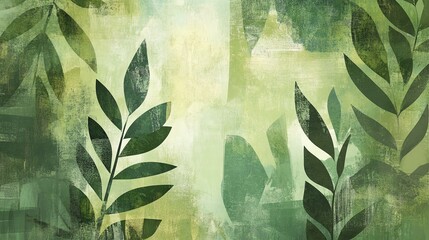 A vibrant abstract background featuring green leaves and textures, perfect for nature-themed projects.