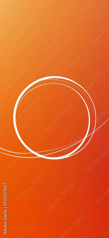 Poster rotating white circles against an orange gradient background create a vibrant and modern abstract de