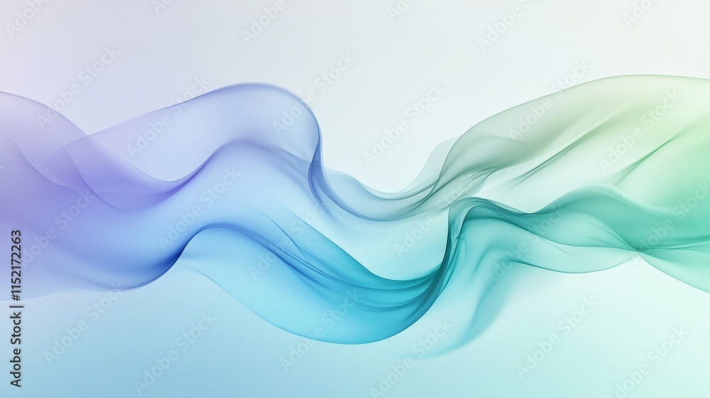 Poster abstract blue and green waves are flowing seamlessly creating a dynamic and elegant design on a grad