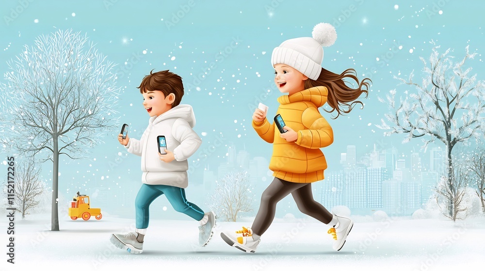 Poster Infographic visualizing IoT based health monitoring for children showcasing smart wearable devices that track heart rate temperature and activity levels with a friendly and approachable design