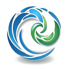 Abstract swirling blue and green water wave design.