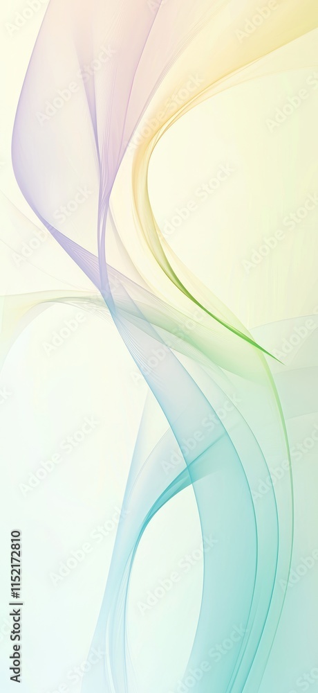 Poster Smooth pastel-colored abstract waves are flowing and creating a visually appealing design on a white background, ideal for various design projects