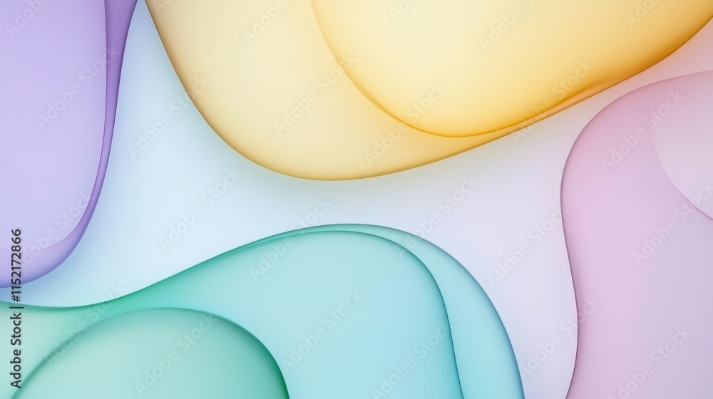 Poster pastel-colored abstract shapes blending together create a visually captivating background, resulting