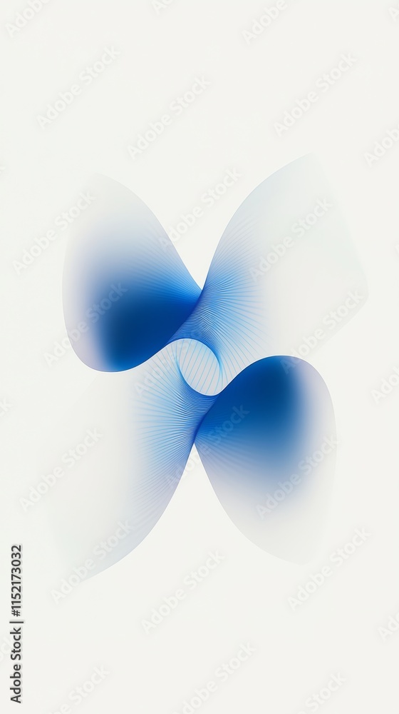 Aufkleber blue gradient lines gracefully forming an abstract butterfly shape against a clean white background,