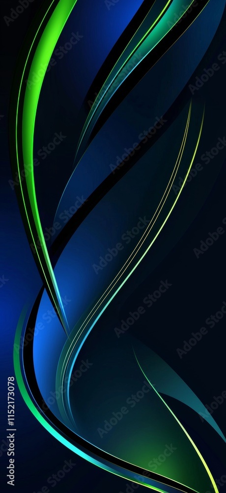 Poster Intertwining smooth curves create a dynamic and elegant composition, forming an abstract design that exudes motion and energy against a dark background