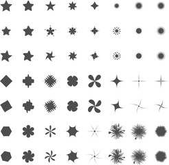 Set of golden sparkles star icons. Star png. Christmas golden star icon. Bright firework .Light gold icon set. Flash,shine sparkle icon,glare,blink star, black, Square, polygon, flower, spir