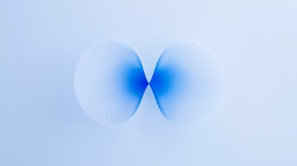Two blue abstract shapes intertwining, resembling a butterfly or an hourglass, create a visually appealing design against a gradient background, blending light and darker shades of blue