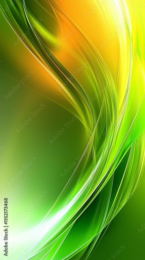 Poster luminous green and yellow trails create a dynamic, elegant composition that conveys movement and ene