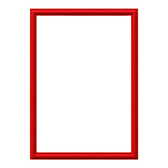 Red rectangular picture frame isolated on white background. Perfect for artwork, photography, interior decoration.