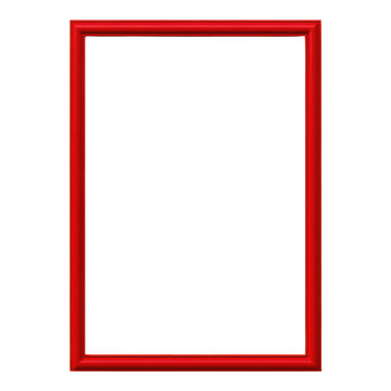 Red rectangular picture frame isolated on white background. Perfect for artwork, photography, interior decoration.