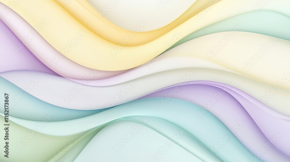 Poster soft waves in pastel colors flowing gracefully, creating an abstract modern background filled with s