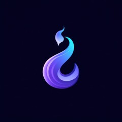 Abstract vibrant blue and purple flame-like logo design on dark background.